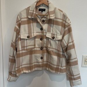 Love Tree Tan and Cream Checkered Jacket
